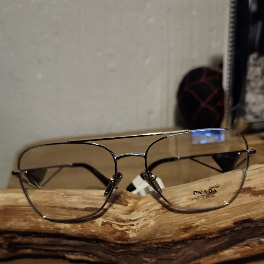 Prada Metallic Gray Aviator Glasses